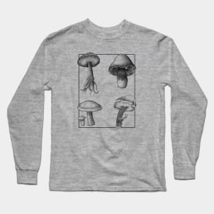 Botanical Mushrooms lineart Long Sleeve T-Shirt